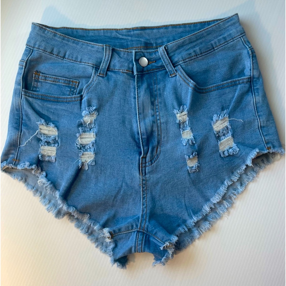 Vintage Denim  Raw Hem Distressed Women's High waisted Shorts